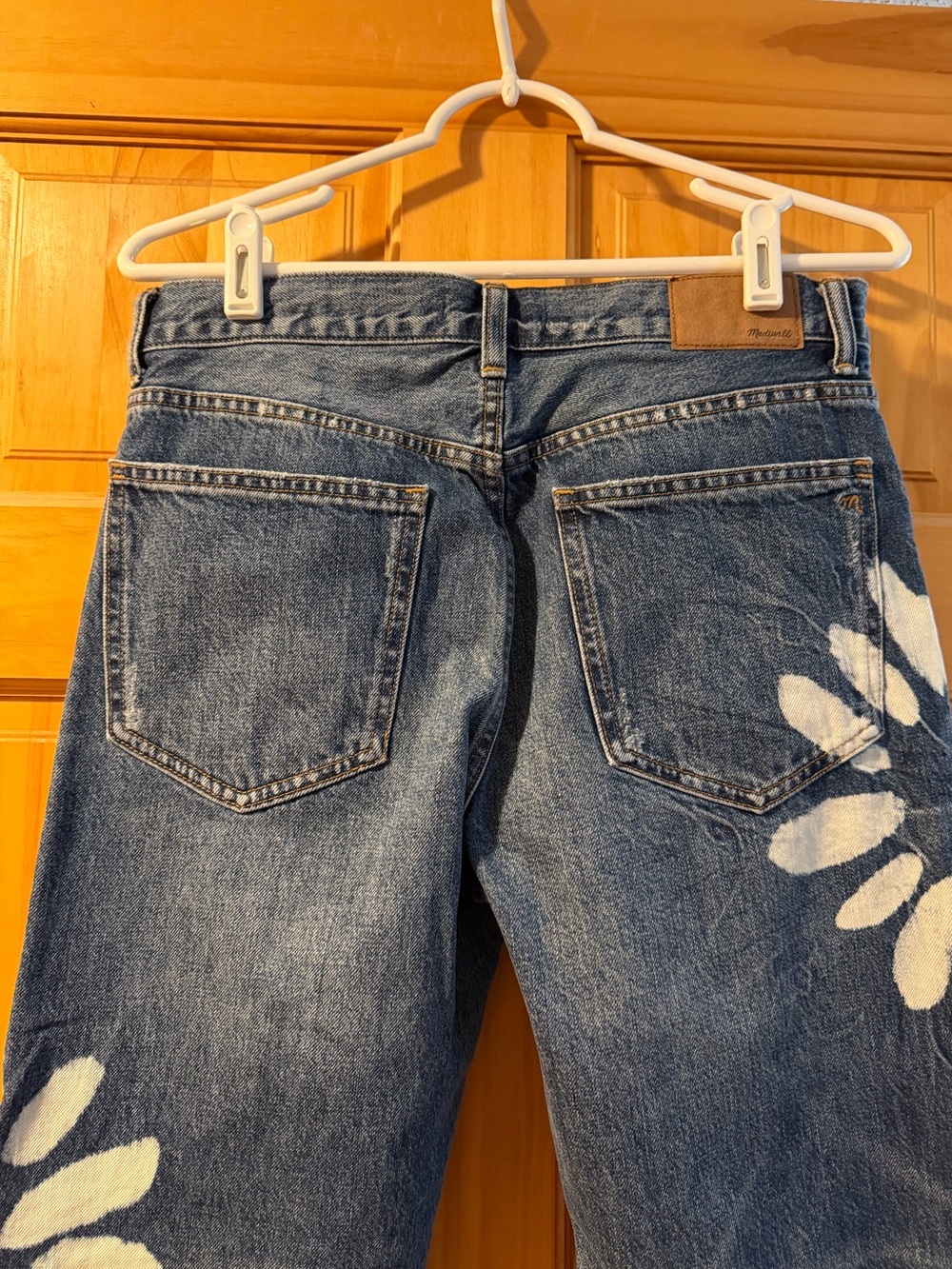 Madewell The Dean Easy Straight Shibori Wash Denim White Flowers Womens 27 NWT - Picture 6 of 14